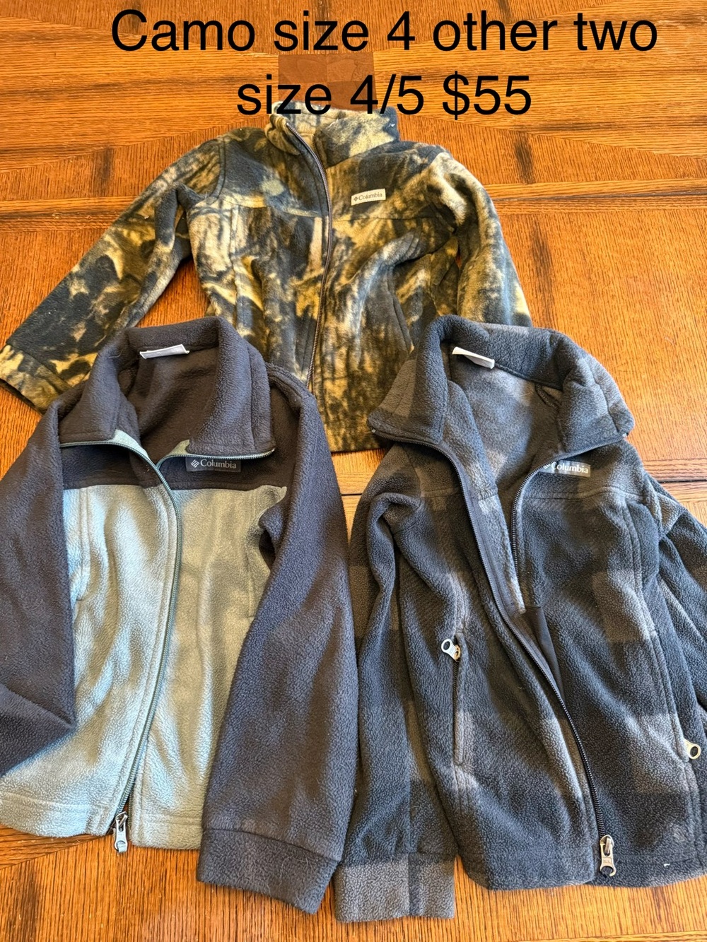 Columbia Kids Fleece Jackets - Gray and Camo